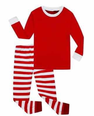 China QUICK DRY Family Feeling Striped Boys Girls 2 Piece Christmas Pajamas Set 100% Cotton Pajamas for sale