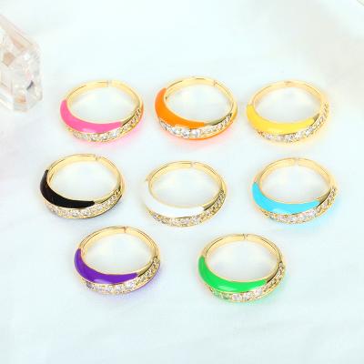 China Luxury Punk Women Inlay Micro Zircon Enamel Ring Fashion 18K Chunky Ring Colorful Exquisite Rings Women Gold Plated Anel De Esmalte for sale