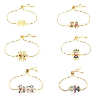 China Luxury Bracelet Little Girl Shape Micro Bracelets Hip Hop Crystal Bracelets Women 2021 Colorful Zircon Inlay Bracelet Bangle Women Creativity for sale