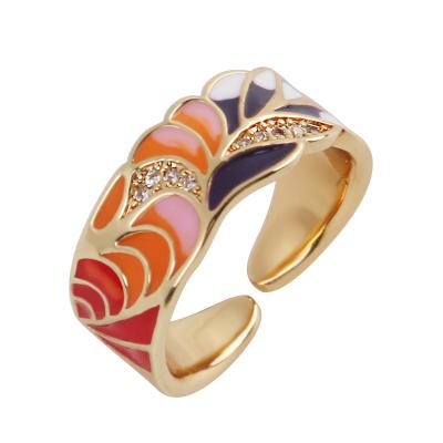 China Fashion Open Cuff Oil Drip Ring Multi Color Jewelry Ladies Vintage Ring for sale