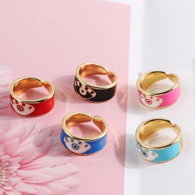 China New Minimalist Exquisite Fashion Eye Drop Oil Color Ring Gold Plating Ring Couple Rings Jewelry For Women Anillo de esmalte for sale