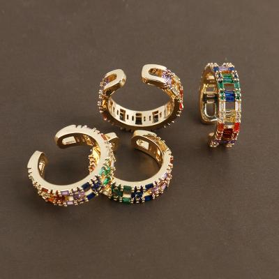 China Fashion Hot Sale Fashion Colorful Rainbow Cubic Zircon Ring Ladies Vintage Ring for sale