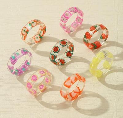 China Others 2021 New Fashion Jewelry Children's Rings Personality Resin Rings for sale