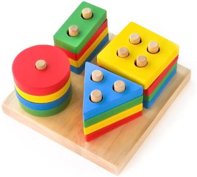 China Kids Educational Toys Eco-friendly And Non-toxic Wooden Toy Stacking Toys Sorting Board Toy for sale