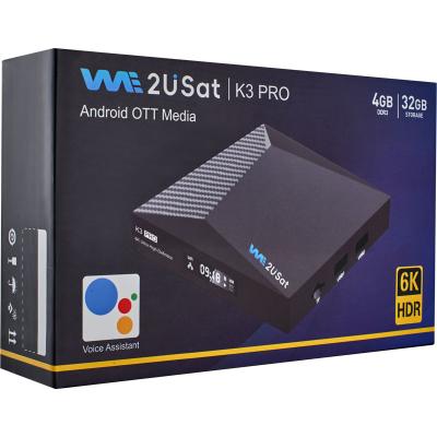 中国 パーソナライズされたAndroid IPTV Box We2u K3 Pro ライフタイム IPTV Box 黒 販売のため