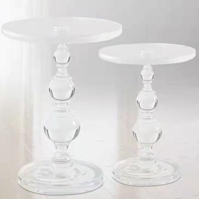 China Tansparency in over 92% Classic Crystal Clear Acrylic Round Plexiglass Side Table Base Coffee Table for sale