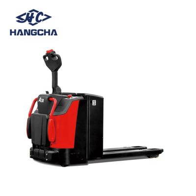 China Factory Hangcha 3ton Wide Range Electric Pallet Truck, Stand Up Type With Pedal for sale