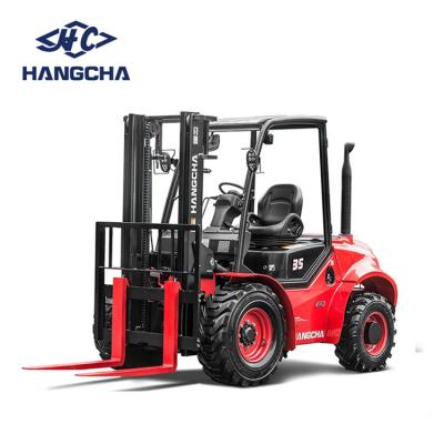 China Construction worksÂ   4WD Rough Terrain Forklift Fit For Europe Stage V Emission for sale