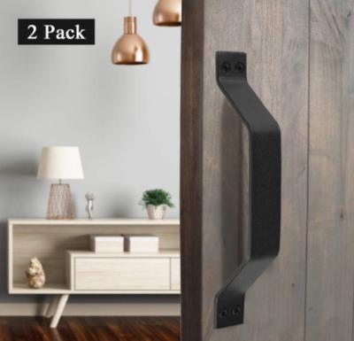 China Traditional Black Powder Coated Finished 9 Inch Sliding Barn Door Pull Handle Set For Door Cabinet Garages Sheds Cabinet for sale