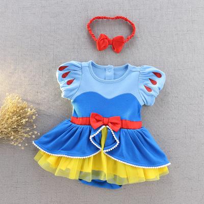 China New Cotton Baby Girls New Infant One-Piece Mermaid Princess Dress+Headwear/Dress for sale