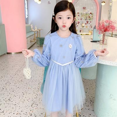 China SIMIRI 2021New Arrival Washable Kids Girls Party Dress Long Sleeve Frozen Elsa Tulle Princess Girls Dresses for sale