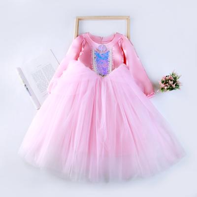 China Kids Mermaid Princess Dress Girls Beaded Long Sleeve Autumn Tulle Party Dress Christmas Washable Dress for sale