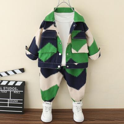 China SIMIRI Fashion Autumn Sale Wave Print Children Casual Clothing Boys Casual Cargo Suits for sale