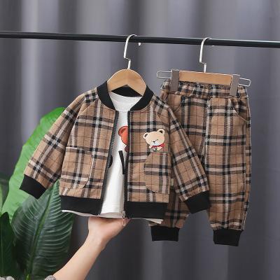 China Wholesale Casual SIMIRI New Cartoon T-shirt+ Plaid Front Zipper Jacket + Kids Boys Pants 3Pcs Sets for sale