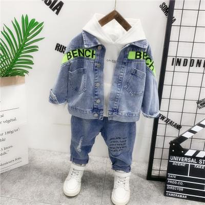 China SIMIRI Boys Denim Jacket +Hooded Sweatshirt+Ripped Jeans 3Pcs Casual Spring Autumn Outfits Kids Clothing Sets for sale