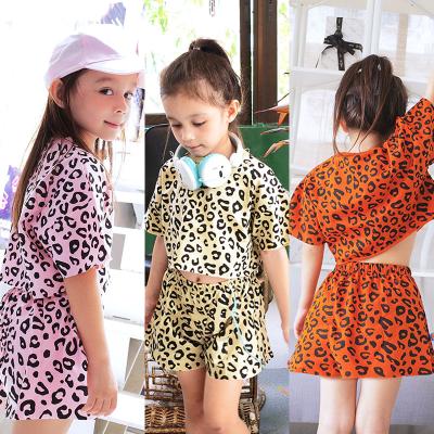 China Summer Casual Sets Babies Tops And Shorts Toddler Clothes Leopard Print Short Sleeve For Kids Children Wear for sale