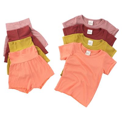 China Breathable Baby Boy Girls Clothes Sets Summer Cotton Tops And Shorts Two Piece Kids Pajamas Sets For Kids for sale