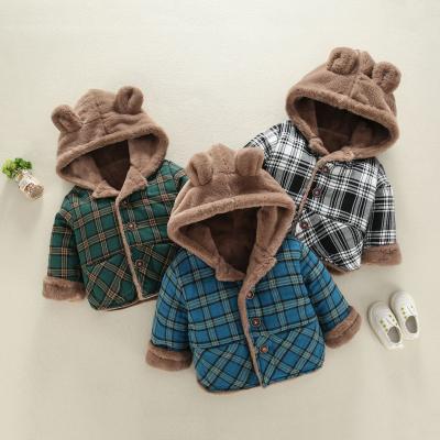 China SIMIRI Breathable Fashion Classic Plaid Thicken Plush Hoodie Coat Kids Winter Outwear for sale