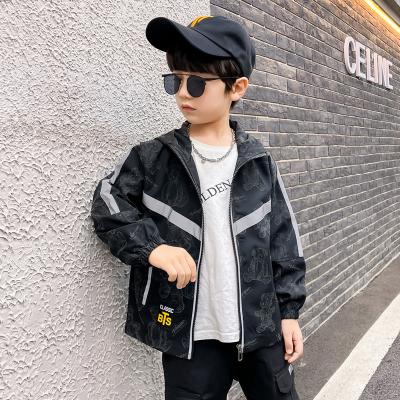 China SIMIRI Waterproof Boys Fashion Casual Zipper Hooded Outwear Bear Print Jacket Coat Anorak Jacket For Kids for sale