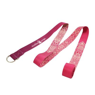 China Hot Selling Cotton Cotton Double Printing Yoga Stretching Strap for sale