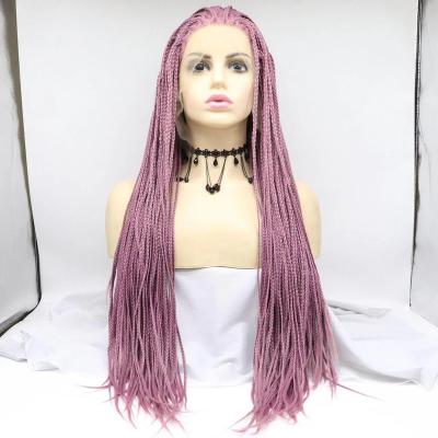 China The Other Hand - Dirty Pink Rose Hand Woven Three-Strand Braid Wig - Female Full Silk Woven Head Cover High Temperature Lace Front Matte for sale