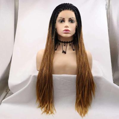 China Braids Braided Hair Wig Gradient Braid Synthetic Wig Rock Braid Crochet Hair For Black Women for sale