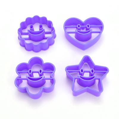 China Amazon Best Seller 4pcs/Disposable Plastic Cookie Cutter Mold Set Cookie Tools With Smile Face Shaped for sale