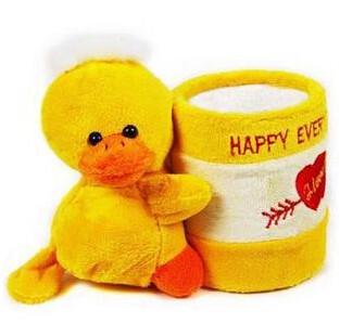 China Stufffed Plush Stationery Duck Pen Vase for sale