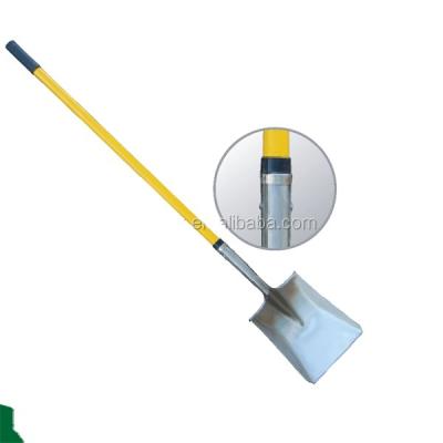 China S519LS Heavy Duty Square Point Shovel With Long Fiberglass Handle for sale