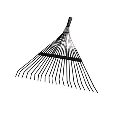 China 22T Garden Rake Continuous Teeth Garden Metal Lawn Leaf Rake With Chrome Plated Spring Coil for sale