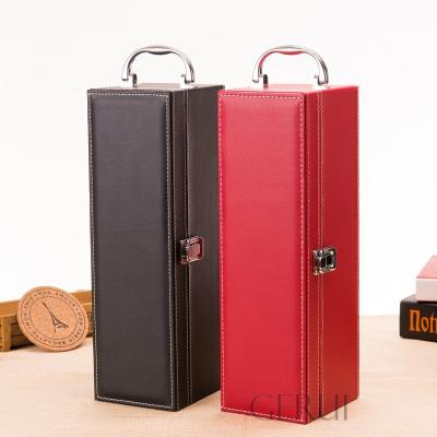 China 100% Handmade Single Box Wine Glass Wine Festival Gift Red Leather Storage Cases for sale