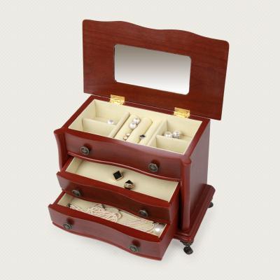 China Receive and send to friends the multi-functional solid wood jewelry box retro solid color wooden storage box classic gift jewelry box wholesale for sale