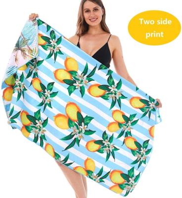 China Compressed Custom Microfiber Sublimation Waffle Beach Towel Logo Hawaiian Sand Proof Beach Towel for sale