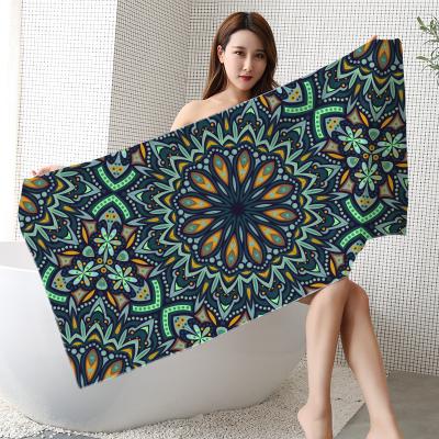 China Wholesale QUICK DRY Pattern Design Cotton Beach Portable Blanket Printed Custom Towel for sale