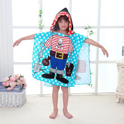 China QUICK DRY Kids Hooded Towel Beach Bath Towels Swim Pool Cover Up Poncho Cape Bath Robe For Boys for sale