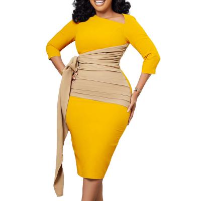 China New Temperament Autumn Plus Size Women Office Commuter Elegant Pencil Skirt African Dress for sale