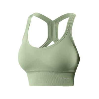 China High-Elastic Custom Breathable High-Elastic Seamless Sports Fitness Bra Quick-Drying Logo Recycled Solid Color Low-Cut Yoga Bra for sale