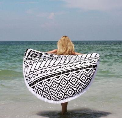 China Tassel 2015 Wholesaler Custom Disposable Promotional Custom Cotton Beach Towel Mandela Round Beach Towel Tassel for sale