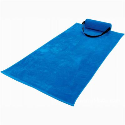 China QUICK DRY 100% Cotton Velvet Yarn Dyed Custom Beach Towel With Foam Pillow Or Inflatable Pillow for sale