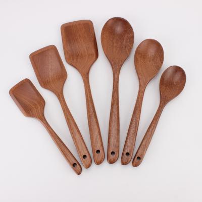 China Cooking Tools 6 Piece High Quality Reusable Sapele Heat Resistant Wooden Kitchen Dinnerware Set Sustainable for sale