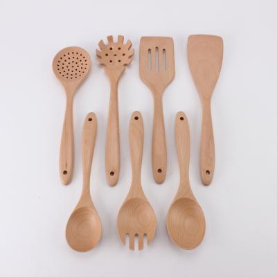 China Viable non-stick cookware 7 piece set suitable for kitchen kitchen accessories wooden cookware utensil set for sale