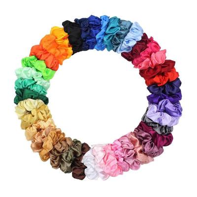 China Stability Wholesale Solid Color 60 Colors Satin Cloth Hair Ring Can Be Customized Hair Ring Large Intestine Hair Ring for sale