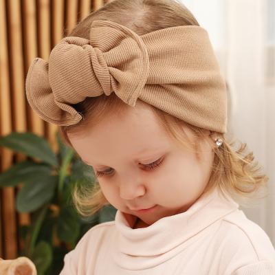 China Pure cotton fashion baby hair accessories autumn and winter clothing accessories, large wide ribbed knotted bowknot children's headband for sale