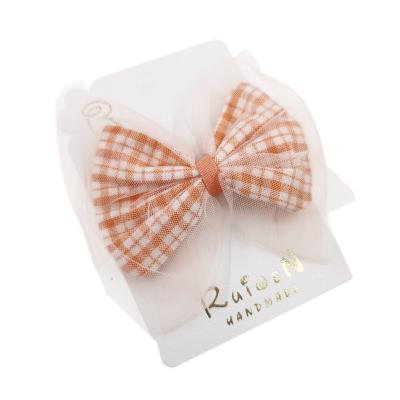 China Japan style/net cute lattice Korean children's lattice bowknot platypus clip hairpin hairpin wire fabric hairpin princess temperament cute student top clip soft for sale