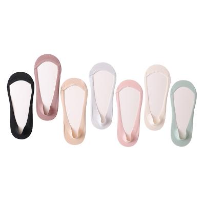 China Antibacterial super shallow cotton breathable sweat-absorbent invisible socks ring non-slip silicone no exposure for sale