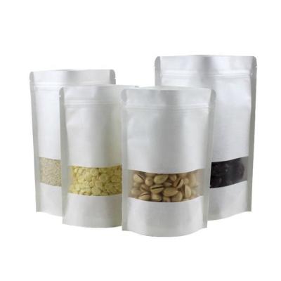 China White Food Wholesale Kraft Paper Bag With Zip Lock And Window for sale