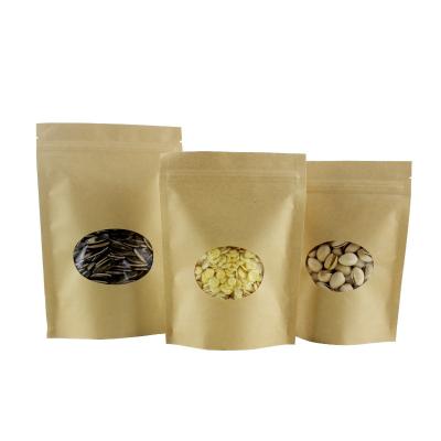 China Customized Wholesale Disposable Kraft Paper Circular Window Opening Food Packaging Bag With Aluminum Foil Inside Compress for sale