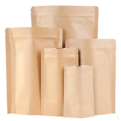 China Disposable Customized Kraft Paper Three Side Sealed Food Packaging Bag, Aluminum Foil Coated Inside, Compressed Fresh-keeping Bag for sale