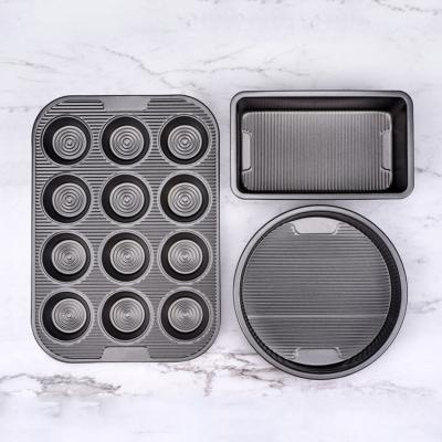 China Single Border Corrugated Bottom Baking Rectangular Wave Pattern Pan Muffin Cup Cake Mold Making Nonstick Bake Mold for sale