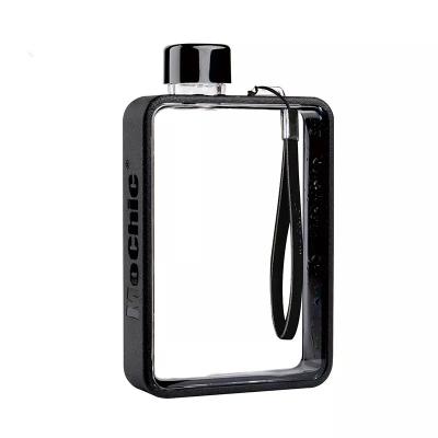 China Sustainable Fashionable Tritan 380ml BPA Free PC Plastic Square A5 Sport Flat Water Bottle for sale